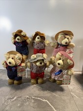 Vintage Lot of 6 1986 Furskins Bears Wendy s Toy Stuffed Plush Teddy 8"