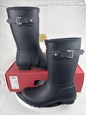 Hunter Original Short Rain Boots Womens Size 8 Black WFS1000RMA New In Box