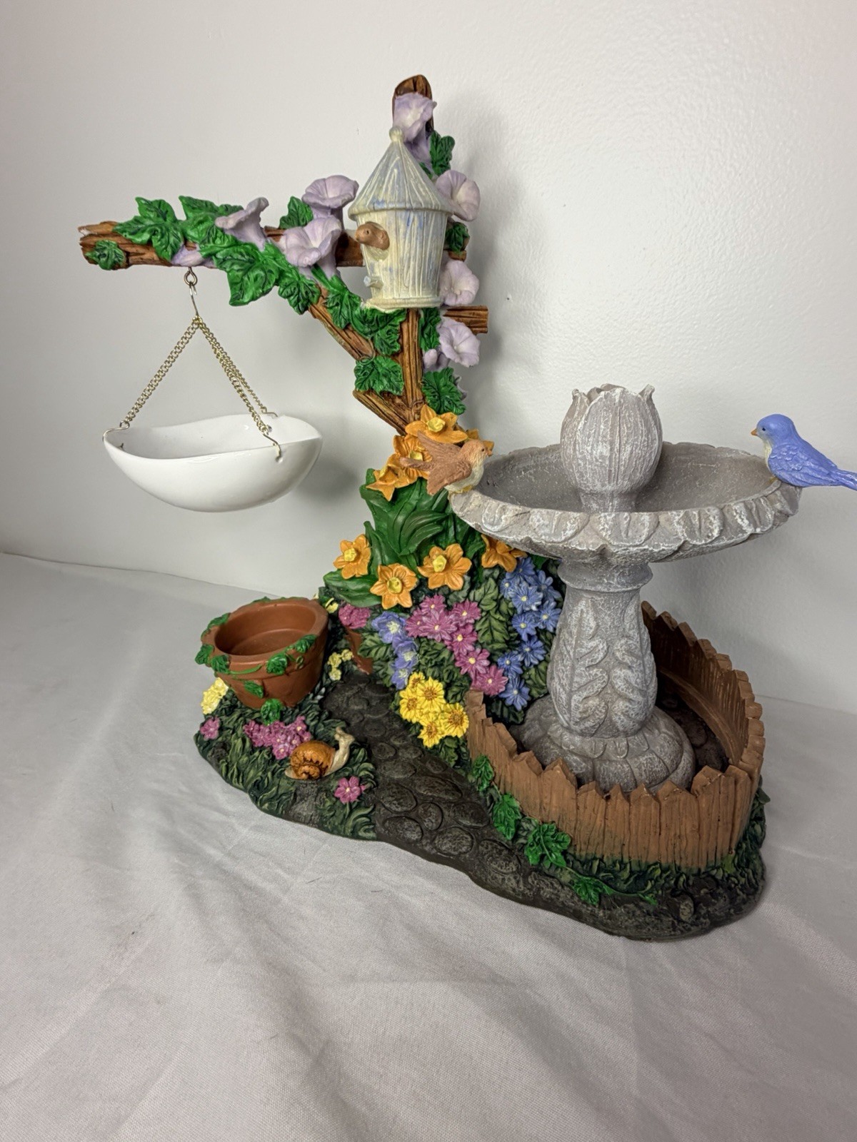 Yankee Candle Garden Birdbath Candle Holder Display Resin Decor READ