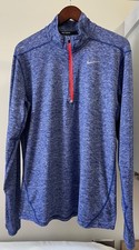 Nike Dri-Fit Running Pullover Mens Large Blue Heather/Orange 1/4 Zip 683485-457