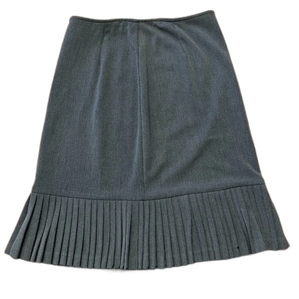 Falda Y2K Pantología Gris Dobladillo Plisado Talla 6 Trabajo Oficina Ropa De Colección Hecha en EE. UU. Foto 3 de 4