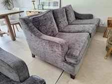 Multiyork Sofa - 2+3 Seater Set - Suede/crushed Velvet - Blue/Grey