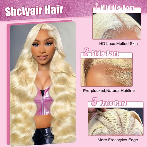 613 13x6 Lace Front Wig Human Hair 28 Inch 200 Density Blonde Wig Human Hair ... - Bild 2 von 7