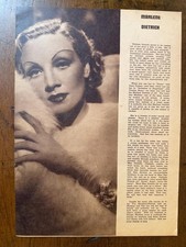 Vintage 1935 Marlene Dietrich Original Magazine Portrait Vintage 1935 Marlene Dietrich Original Magazine Portrait