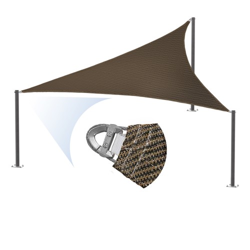 6'-11' Schattensegel Dreieck Baldachin mit Stahldraht Outdoor Sonnenschutz Braun - Bild 2 von 8
