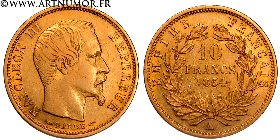 Napoléon III - 10 Francs Or petit module, 1854 A Paris Tr. lisse - Photo 1/1
