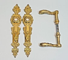 Vintage Ornate Escutcheon Bronze Keyhole Door Handles Plate Lock Cover Pair