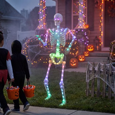 LED POSEABLE SKELETON, LIGHT-UP, 5FT, MULTICOLOR, HALLOWEEN DECORATIONS