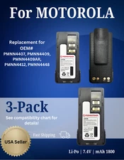 3x Replacement Batteries for Motorola Radios PMNN4407, XPR3500, XPR7550e