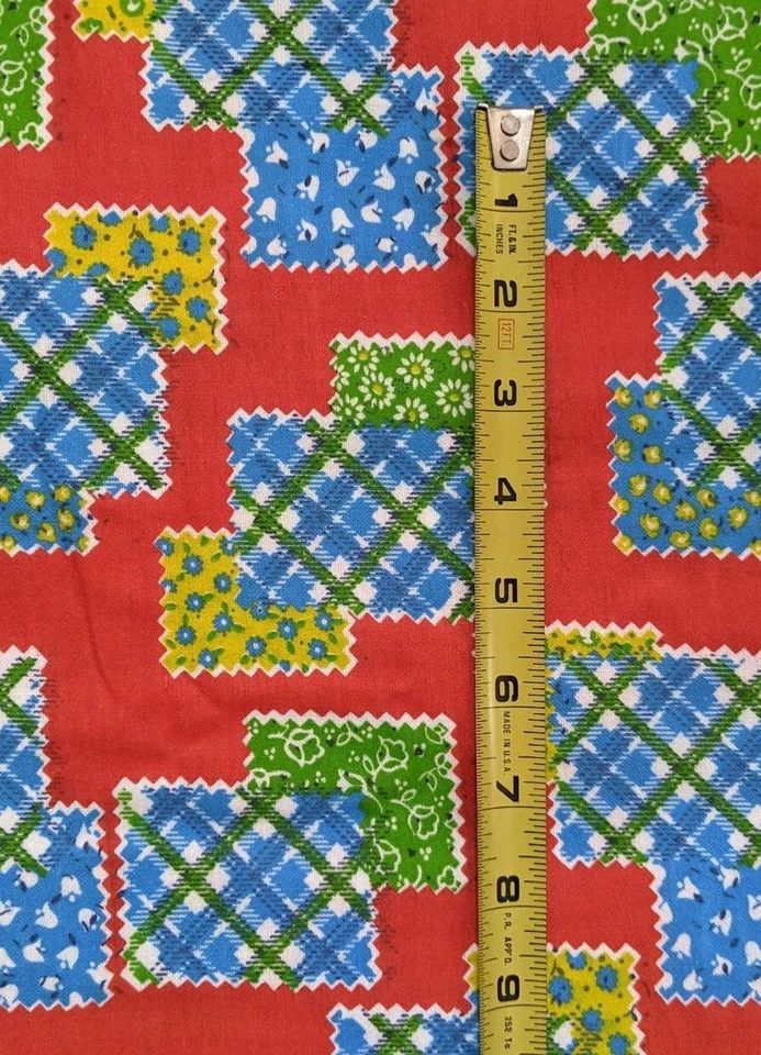 Tela de franela de algodón con retazos funky vintage de los años 70 44" estilo tela tramposa Foto 2 de 4