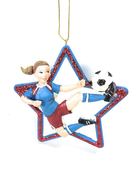girl soccer player christmas ornament