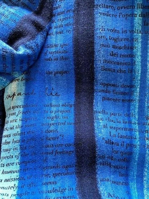 Giacca Moschino Blu Righe Testo Scrittura Nuvola Chiara Cupola Bottoni USA Taglia 10 IT44