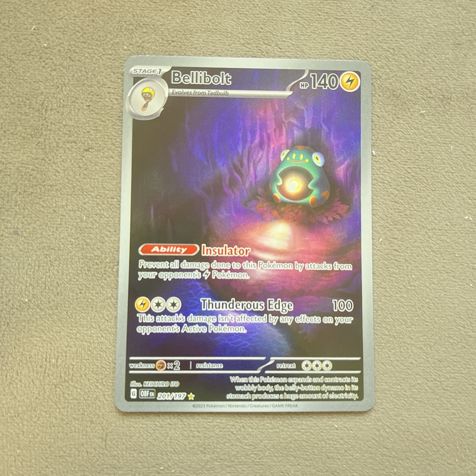 Pokémon TCG Bellibolt SV03: Obsidian Flames 201/197 Holo Illustration Rare NM