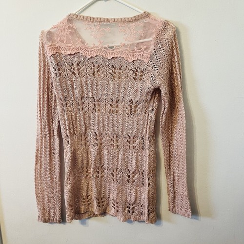 Maurices Open Knit Popover Sweater Casual Blush Pink Knitted Size S Cover Up NWT - Picture 2 of 8