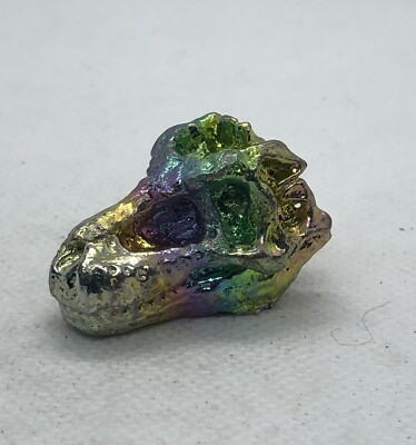 Bismuth crystal rainbow T-Rex Skull.