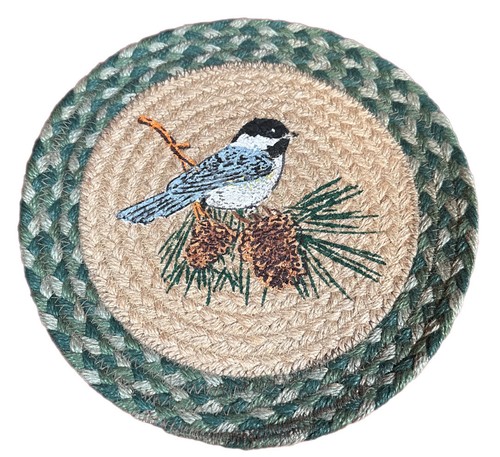 6 Braided Jute 10" Round Trivets with 1 Coordinating Basket. SONG BIRDS NWT - Picture 7 of 10