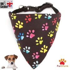 Dog Bandana Scarf Collar Adjustable Pet Neckerchief Cute Paw Pattern Scarf UK