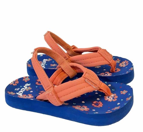 Sandalias florales Reef para niñas pequeñas naranja azul talla US 5/6 playa verano