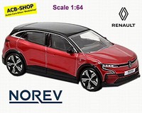 Renault Megane E-Tech 100% Electric 2021 Flame Red & Black 1:64 Norev 310928