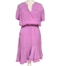 Simply Vera Vera Wang Lavender V-Neck Asymmetrical Ruffle Hem Line Shirt Dress