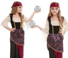 Mystische Zigeuner Wahrsagerin Renaissance Esmeralda Mädchen Kostüm Alter 4-12