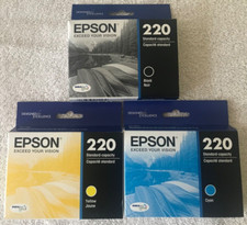 3 GENUINE 1 EPSON 220 BLACK  2 EPSON 220 COLOR INK CARTRIDGES C  Y- SEALED