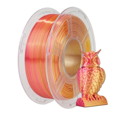 Sunlu 1.75MM Seda PLA Plus Filamento 360° Giro Revela Colores Variados Rojo Dorado 1KG
