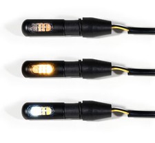 Mini-Blinker Tagfahrlicht Positionslicht LED Set schwarz get&ouml;nt Alu ECE Motorrad