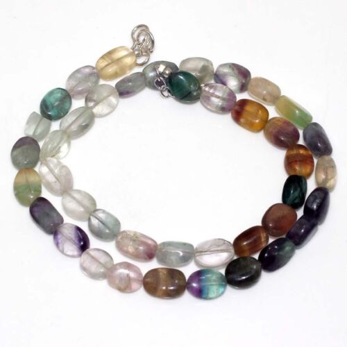 Watermelon Fluorite Beaded Natural Gemstone Necklace 18" Unique Gift JW - Picture 1 of 3