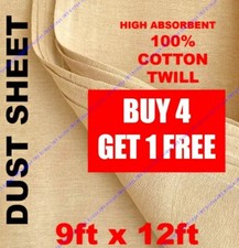 2 x Cotton Dust Sheets 12ft X 9ft Large Heavy Duty Decorating Paint Protection