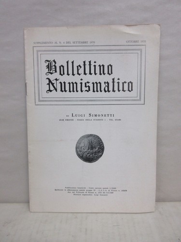 Bollettino Numismatico Luigi Simonetti Supplement Sept Oct 1970 Coin Bulletin