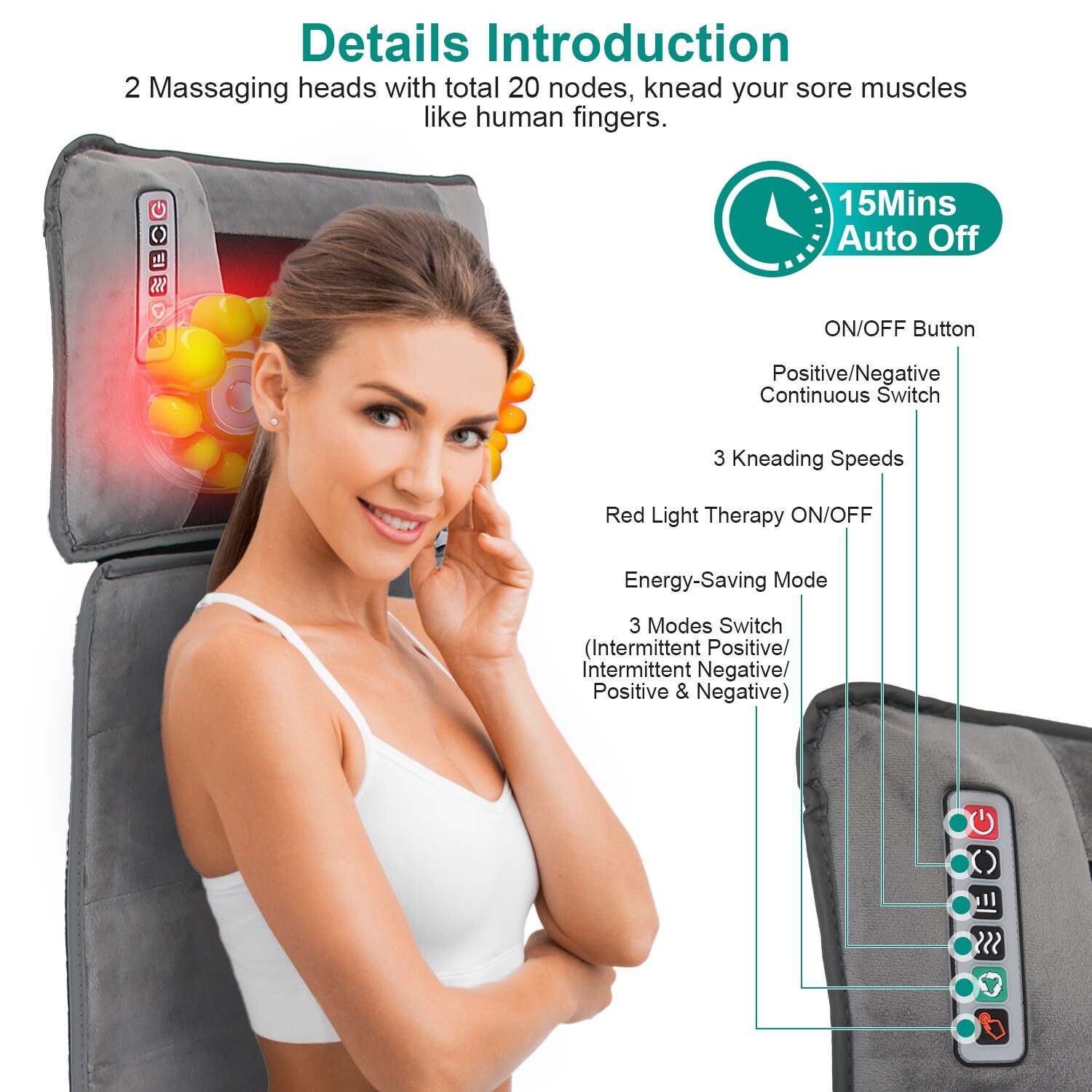 Electric Heated Massage Mat Full Body Back Heat Vibration Massage Pad w/Cushion eBay