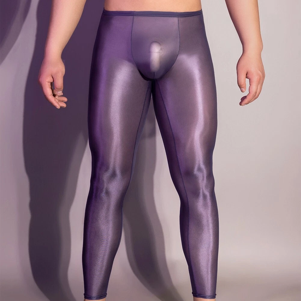 Men Ultrathin Leggings Long Pants Underwear Sheer Nylon Trousers