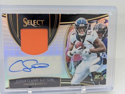 2018 Panini Select Courtland Sutton player worn material auto 90/99 Silver prizm