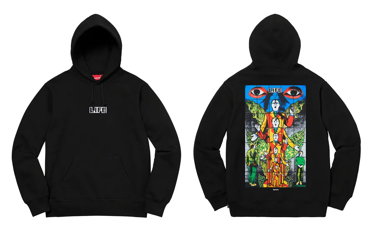 Supreme Gilbert George Life Hooded Sweatshirt Black White S S 19