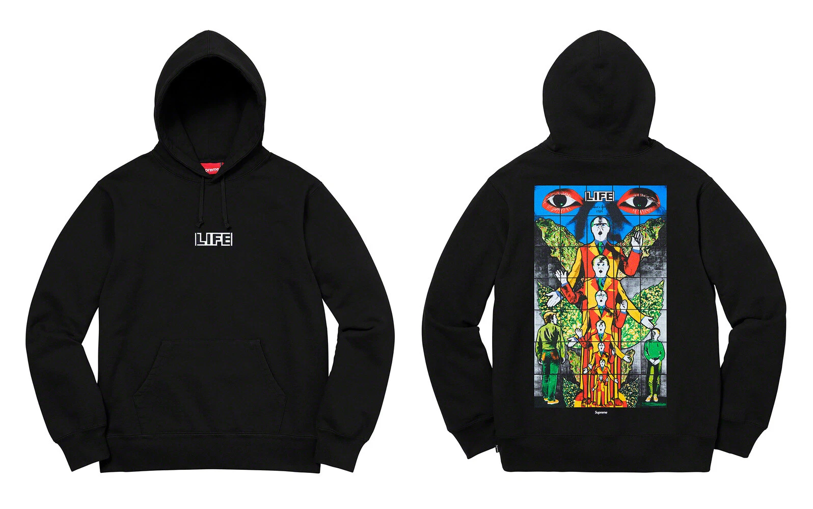 Sweat à capuche Supreme Gilbert & George Life noir blanc S/S 19