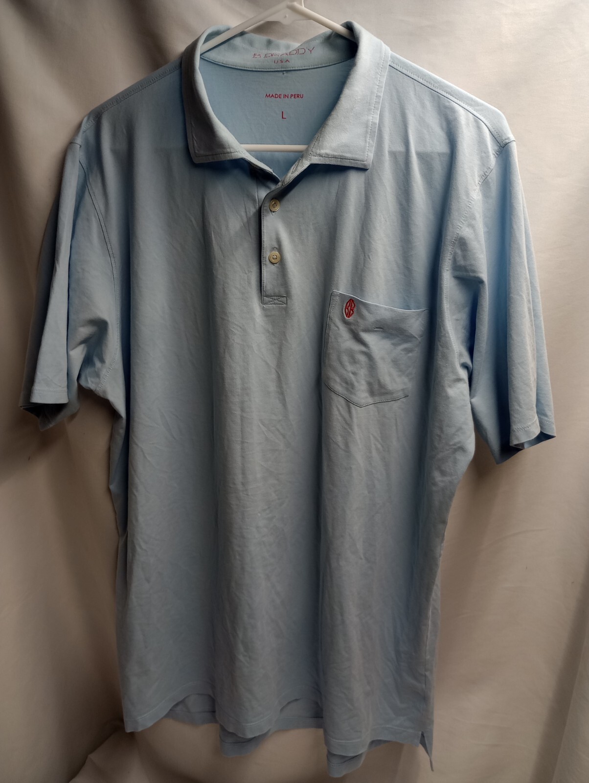 B Draddy Shirt Mens Short Sleeve Large Blue Polo Golf