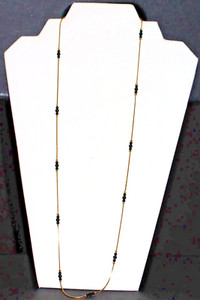 Authentic vintage 30" classic gold plated necklace KOREA scattered groups of 3 blk beads
