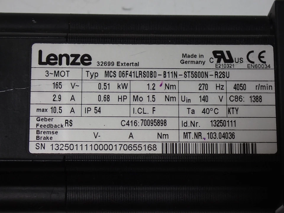 LENZE - MCS 06F41LRS0B0-B11N-ST5S00N-R2SU MOTOR W/VOGEL 281534 GEARBOX - Image 4 of 4