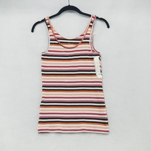 Women's Slim Fit Any Day Purple Striped Tank Top A New Day Size Small