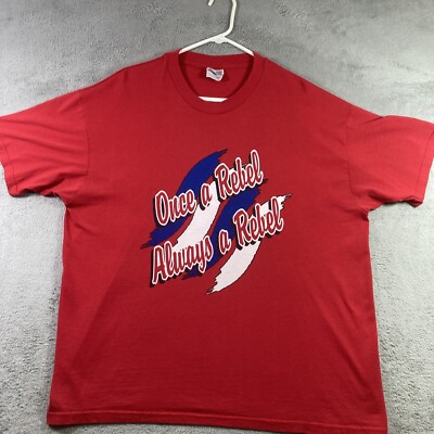 Vintage Shirt Adult XL Red Ole Miss Graphic Tee Y2K Once A Rebel Always A Rebel