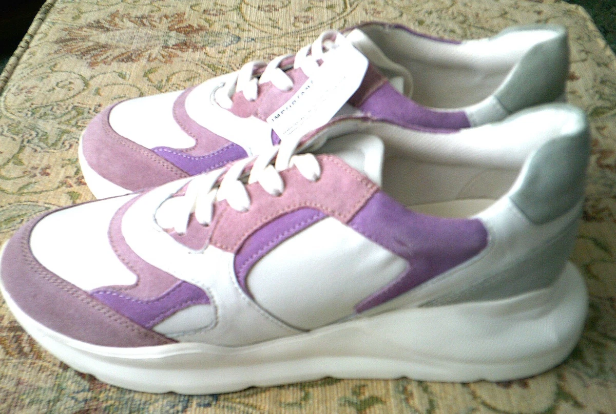 CURVISSA NWOB Ladies Cream Trainers with Grey Mauve Purple Detail