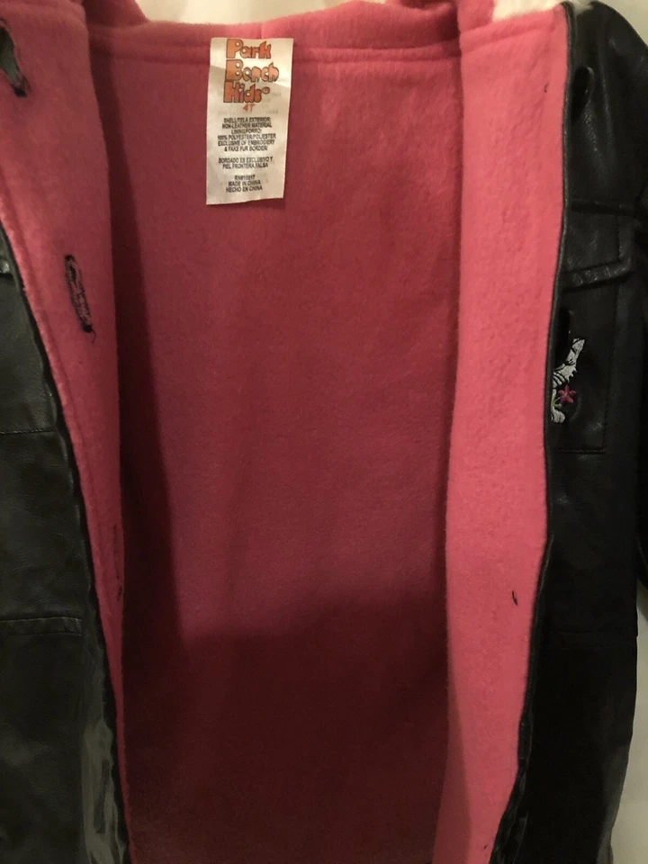 ДЕВОЧКИ ПАРК СКАМЕЙКА KIDS ЧЕРНЫЙ НЕ КОЖАНЫЙ МАТЕРИАЛ КУРТКА 2/КАРМАНЫ SZ 4T - Изображение 2 из 4