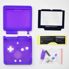 GBA SP Game Boy Advance SP Replacement Housing Shell Screen Lens CLEAR PURPLE 