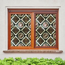 3D Brown 288NAO Window Film Print Sticker Cling Stained Glass UV Block Fay