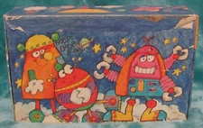 GENERAL BOX CO Vintage 1980 Cardboard School Pencil Pen Box Robots Aliens UFO