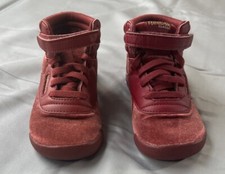 Reebok Classic Childs Suede Burgundy Freestyle Hi Fashion Sneakers Size 8