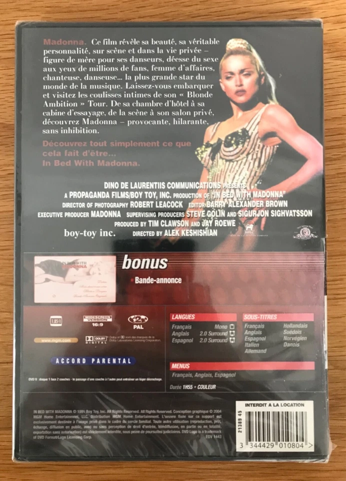 In Bed With Madonna DVD Rare French Edition (plays in English) NEW & SEALED 1991 - Image 2 of 2