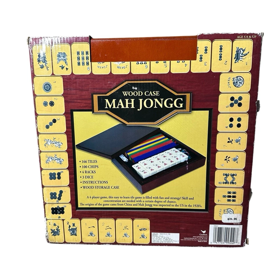 Mah Jongg in Wood Case, Cardinal Industries 2012 Never Use Sealed Bags Read - Image 2 of 4