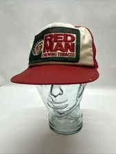 Vintage Red Man Tobacco Trucker Hat Patch Worn Cond No Dusting Or Brittle Snap